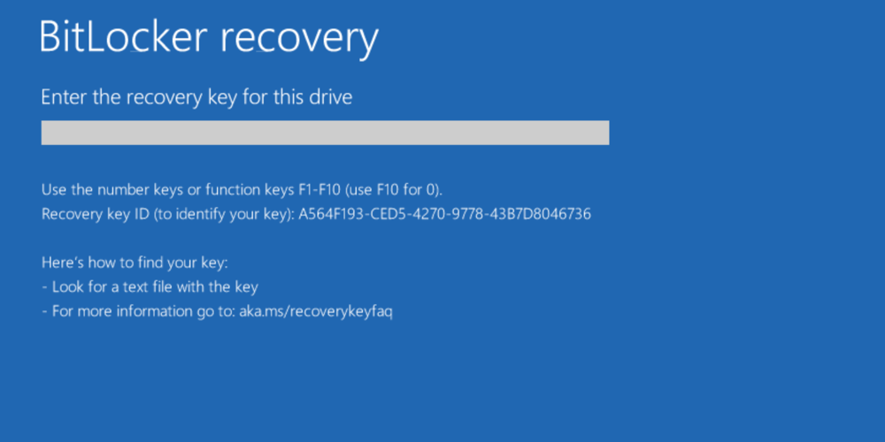 BitLocker recovery venster